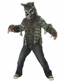 Kids Howling At The Moon Gray Wolf Costume