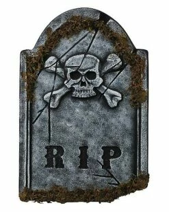 1.5 Ft Skull Face Tombstone With Moss