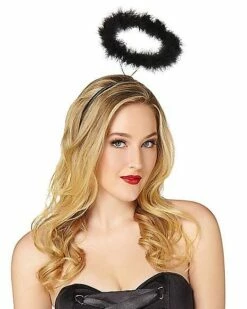 Faux Marabou Black Halo