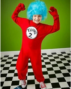 Kids Thing 1 And Thing 2 One Piece Costume - Dr. Seuss