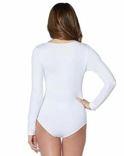 Long Sleeve White Bodysuit -Spook & Style Shop 01263854 b