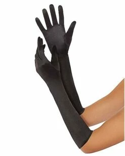 '20s Black Satin Gloves