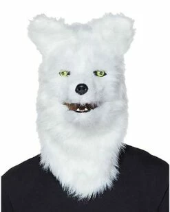Moving Mouth White Wolf Full Mask