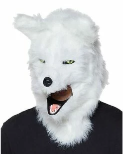 Moving Mouth White Wolf Full Mask -Spook & Style Shop 01271527 d