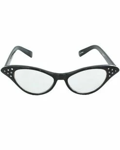 '50s Black Rhinestone Cat Eye Glasses