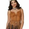 Adult Brown Suede Fringe Top