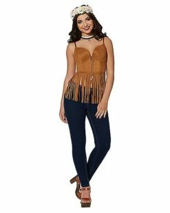 Adult Brown Suede Fringe Top -Spook & Style Shop 01315100 c