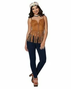 Adult Brown Suede Fringe Top -Spook & Style Shop 01315100 e