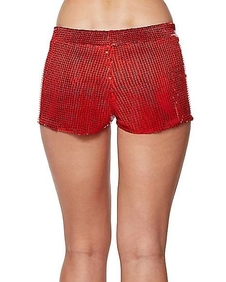 Adult Red Sequin Shorts 2 Adult Red Sequin Shorts - Image 2