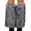 Grey Faux Fur Leg Warmers