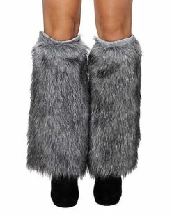 Grey Faux Fur Leg Warmers