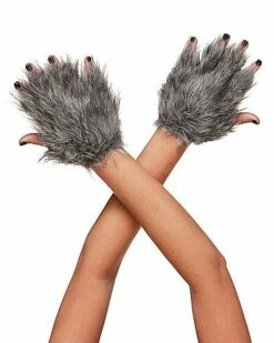 Faux Fur Wolf Gloves