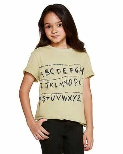 Kids Stranger Things Alphabet Wall T Shirt - Stranger Things -Spook & Style Shop 01381797 c