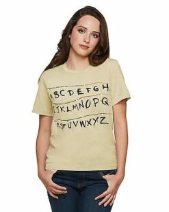 Adult Alphabet Wall T Shirt - Stranger Things -Spook & Style Shop 01381979 d