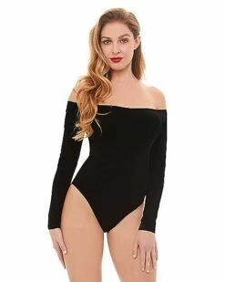 Off The Shoulder Black Bodysuit -Spook & Style Shop 01392307 a