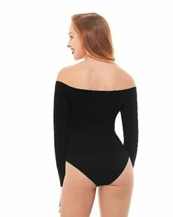 Off The Shoulder Black Bodysuit -Spook & Style Shop 01392307 b