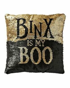 Reversible Sequined Binx Pillow - Hocus Pocus -Spook & Style Shop 01398577 c