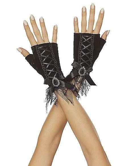 Purple Velvet Witch Gloves - Deluxe 1 Purple Velvet Witch Gloves - Deluxe