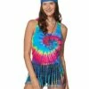 Tie Dye Fringe Tank Top