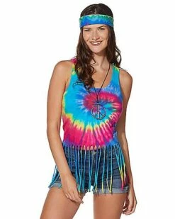 Tie Dye Fringe Tank Top