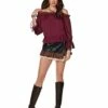 Adult Burgundy Ruffle Top