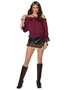 Adult Burgundy Ruffle Top
