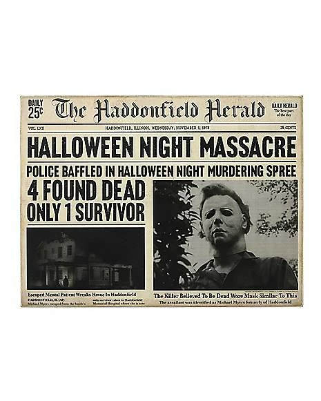 Michael Myers Haddonfield Herald Sign - Halloween 1 Michael Myers Haddonfield Herald Sign - Halloween