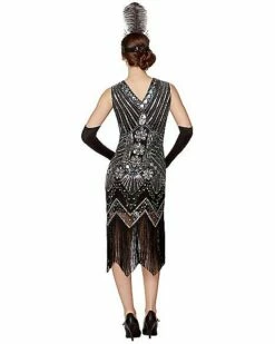 Adult Black Beaded Flapper Dress -Spook & Style Shop 01470350 c