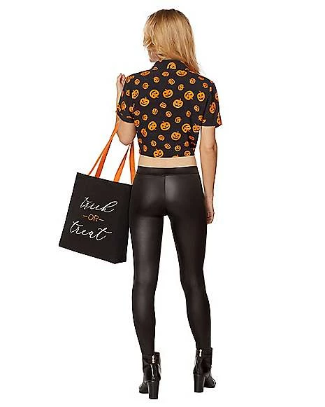 Adult Tie Front Pumpkin Shirt And Tote Bag 2 Adult Tie Front Pumpkin Shirt And Tote Bag - Image 2