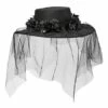 Black Veiled Day Of The Dead Flower Hat