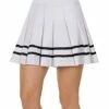 White Striped Pleated Cheerleader Skirt