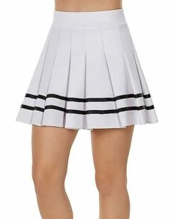 White Striped Pleated Cheerleader Skirt