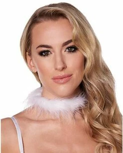 White Feather Choker Necklace