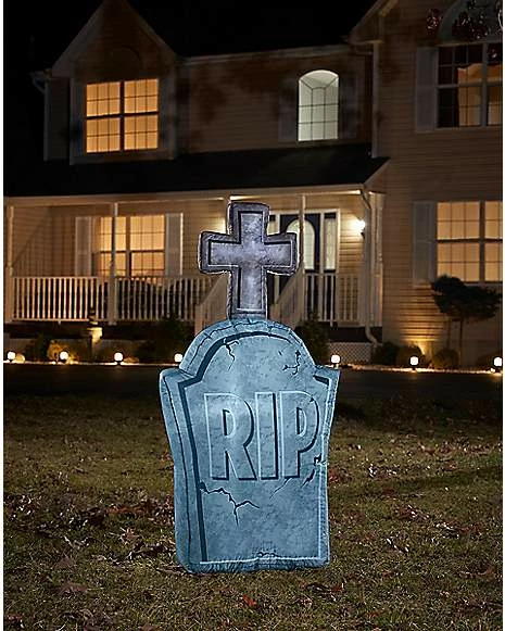 4 Ft Light-Up Tombstone Inflatable Decoration 1 4 Ft Light-Up Tombstone Inflatable Decoration