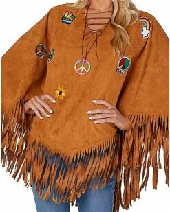 Adult Free Spirit Poncho Hippie Costume -Spook & Style Shop 01550698 c