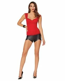 Adult Red Lace Cap Sleeve Corset -Spook & Style Shop 01572684 c