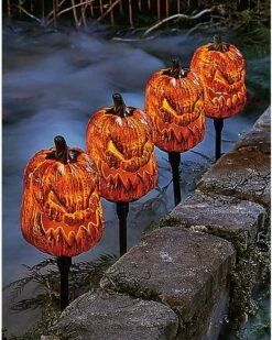 Light-Up LED Jack-O-Lantern Pathway Markers