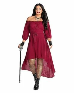 Adult Burgundy Peasant Dress -Spook & Style Shop 01589266 c