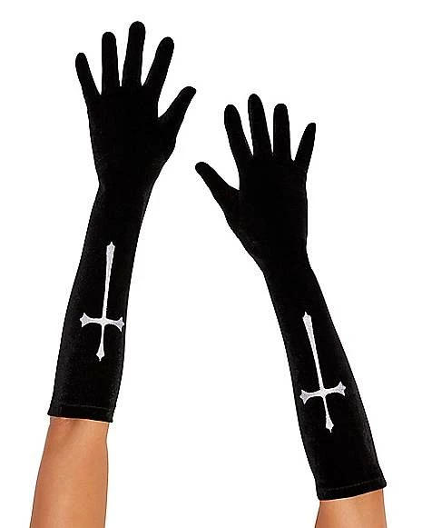 Black Gothic Cross Gloves 1 Black Gothic Cross Gloves