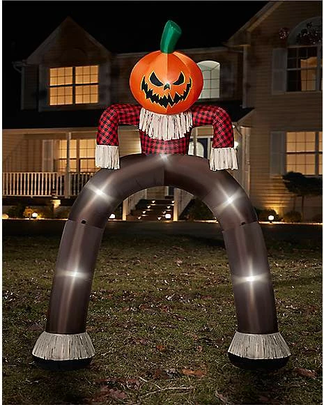 12 Ft Light-Up Pumpkin Scarecrow Inflatable Archway 1 12 Ft Light-Up Pumpkin Scarecrow Inflatable Archway