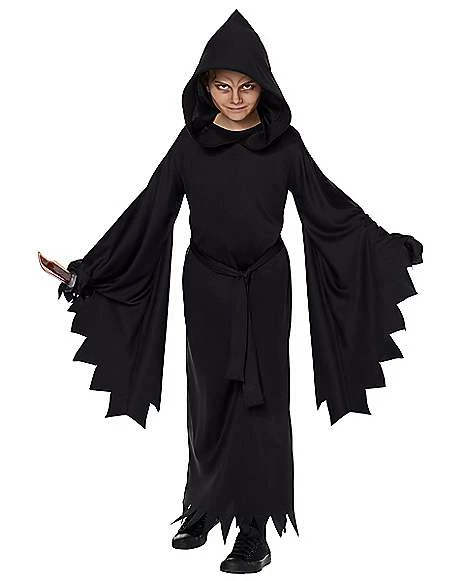 Kids Hooded Black Robe Costume 1 Kids Hooded Black Robe Costume