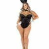 Plus Size Playboy Bunny Bodysuit Outfit - Black